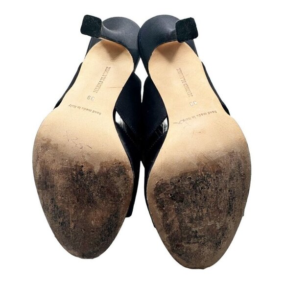 Manolo Blahnik Satin Crystal Embellished Sandal Heels - Picture 12 of 14